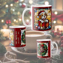 Verpakte Christmas Puppy Faux Glas in lood Koffiemok