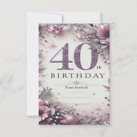 Verpersoonlijk 40ste verjaardags uitnodigingskaart kaart (Voorkant)