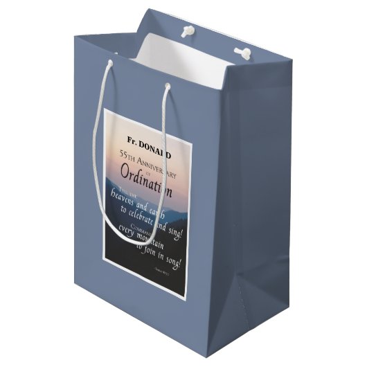 Verpersoonlijk 55e jubileum wijding Congrats Medium Cadeauzakje (Voorkant Gekanteld)