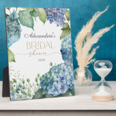 Verpersoonlijk Bruidsdouche Blauwe Hortensia's Fotoplaat (Zijkant)