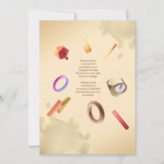 Verpersoonlijk cremeachtige fancy afstudeeraankond kaart (Achterkant)