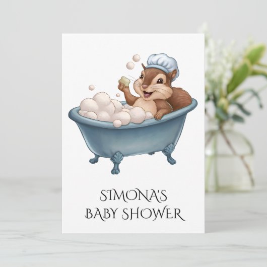 Verpersoonlijk Retro Eekhoorn Baby Shower Kaart (Staand voorkant)