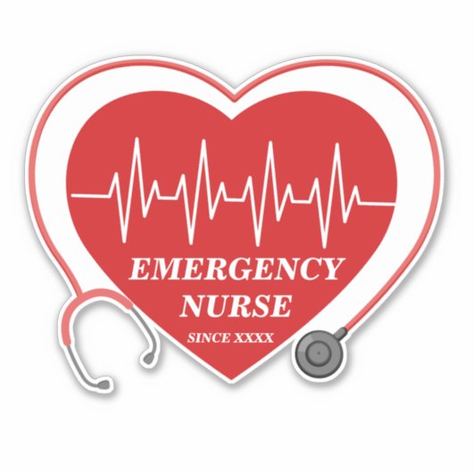 Verpersoonlijk Verpleegster Liefde Hart EKG Stetho Sticker (Voorkant)