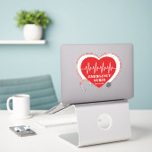 Verpersoonlijk Verpleegster Liefde Hart EKG Stetho Sticker (Laptop op bureau)