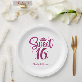 Verpersoonlijkte Sweet 16-papier Papieren Bordje