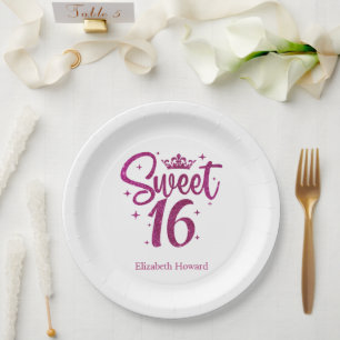 Verpersoonlijkte Sweet 16-papier Papieren Bordje