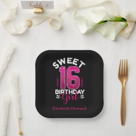 Verpersoonlijkte Sweet 16 Papieren Bordje