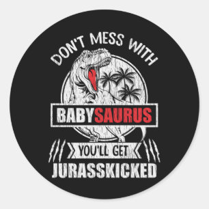 Verpest De Baby Saurus Dinosaurius Kinderen Famili Ronde Sticker