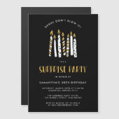 Verpest het niet Gouden Glitter Verrassingsverjaar Magnetische Uitnodiging (Voorkant / Achterkant)