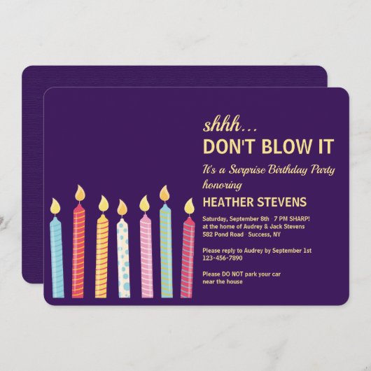 Verpest het niet Uitnodiging voor een verrassingsp (Voorkant / Achterkant)