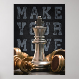 Verplaats je gang - Chess Board, Succes Motivatie Poster