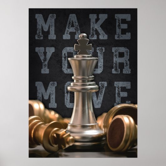 Verplaats je gang - Chess Board, Succes Motivatie Poster (Voorkant)