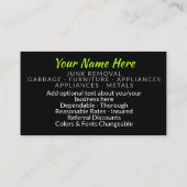 Verplaatsen. Junk Hauling of Moving Visitekaartje (Achterkant)