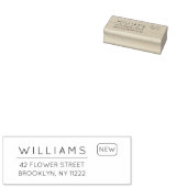 Verplaatsen. Nieuw adres. Minimale typografie 01. Rubberstempel (Gestempeld)