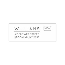 Verplaatsen. Nieuw adres. Minimale typografie 01. Rubberstempel