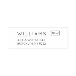 Verplaatsen. Nieuw adres. Minimale typografie 01. Zelfinktende Stempel