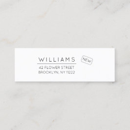 Verplaatsen. Nieuw adres. Minimale typografie 01a. Mini Visitekaartje