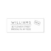 Verplaatsen. Nieuw adres. Minimale typografie 01a. Rubberstempel (Afrduk)