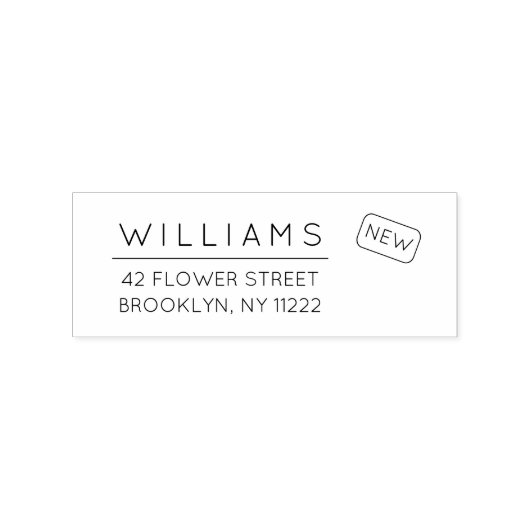 Verplaatsen. Nieuw adres. Minimale typografie 01a. Rubberstempel (Afrduk)