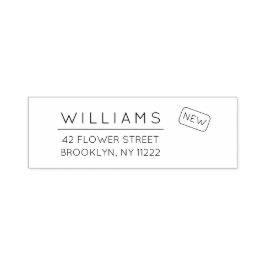 Verplaatsen. Nieuw adres. Minimale typografie 01a. Zelfinktende Stempel