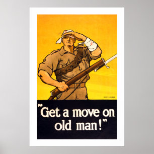 Verplaatsen op oud Man Poster