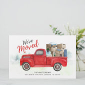 Verplaatsen van Waterverf Red Truck New Address Mo Briefpapier (Staand voorkant)