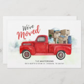 Verplaatsen van Waterverf Red Truck New Address Mo Briefpapier (Voorkant / Achterkant)