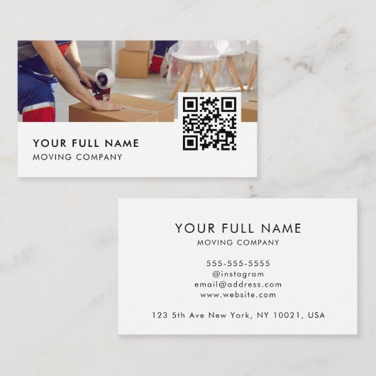 Verplaatsend bedrijf QR Code Moderne Zaken Visitekaartje (Voorkant / Achterkant)