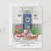 Verplaatsend bruin Dachshund Dog fiets deur Nieuw  Aankondiging (Voorkant)