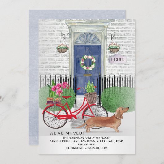 Verplaatsend bruin Dachshund Dog fiets deur Nieuw  Aankondiging (Voorkant / Achterkant)