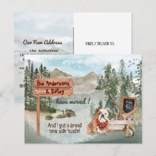 Verplaatsend Engels Bulldog Bossen Nieuw Adres     Aankondigingskaart