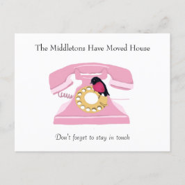 Verplaatsend huis Telefoon finaal roze Briefkaart