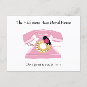 Verplaatsend huis Telefoon finaal roze Briefkaart