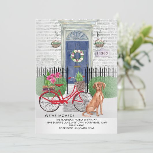 Verplaatsend Vizsla Dog - fietsdeuradres  Aankondiging (Staand voorkant)