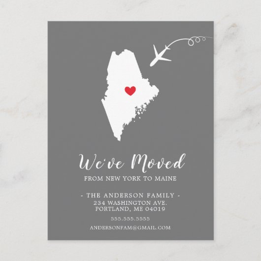 Verplaatsende aankondigende staat MAINE-postkaart Briefkaart (Voorkant)