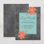 Verplaatsende Aankondiging Chalkboard Koral Blauw Briefkaart (Voorkant / Achterkant)