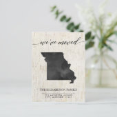 Verplaatsende aankondiging, deelstaat Missouri Uitnodiging Briefkaart (Staand voorkant)
