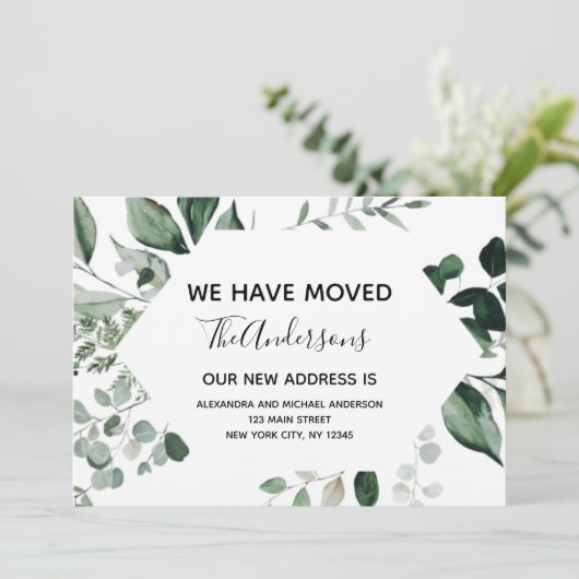 Verplaatsende aankondiging Eucalyptus Greenery (Staand voorkant)