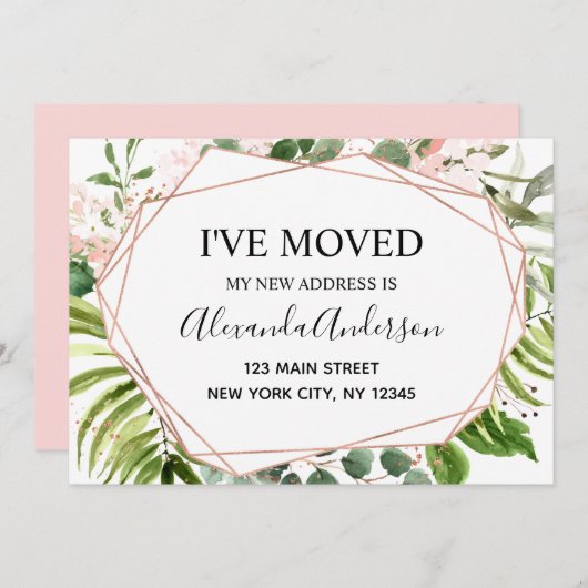 Verplaatsende aankondiging Eucalyptus Greenery (Voorkant / Achterkant)