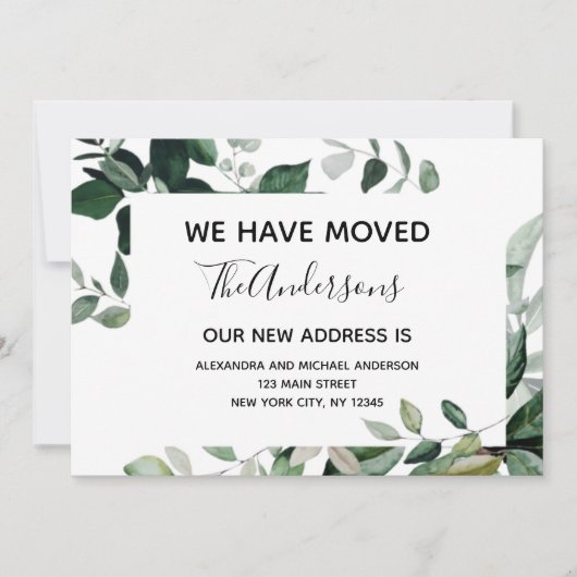 Verplaatsende aankondiging Eucalyptus Greenery Bri (Voorkant)