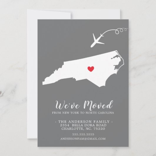 Verplaatsende aankondiging | NOORD CAROLINA (Voorkant)
