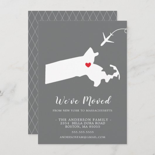 Verplaatsende aankondiging | OVERHEIDSMASACHUSETTE (Voorkant / Achterkant)