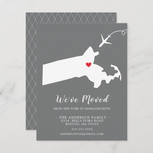 Verplaatsende aankondiging | OVERHEIDSMASACHUSETTE (Voorkant / Achterkant)