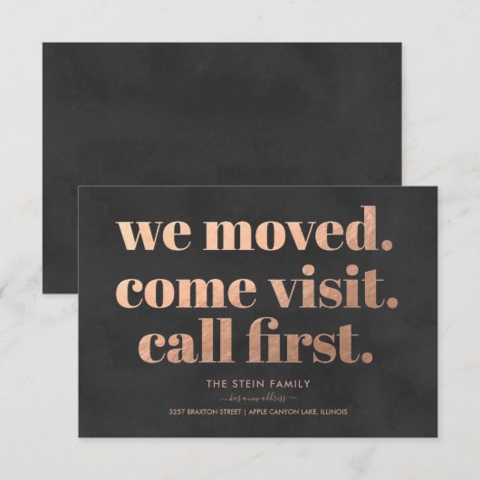 Verplaatsende aankondiging | Roos Gold en houtskoo (Voorkant / Achterkant)