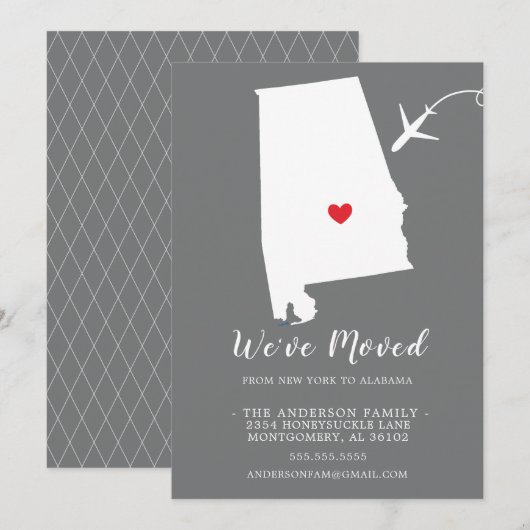 Verplaatsende aankondiging | Staat ALABAMA (Voorkant / Achterkant)