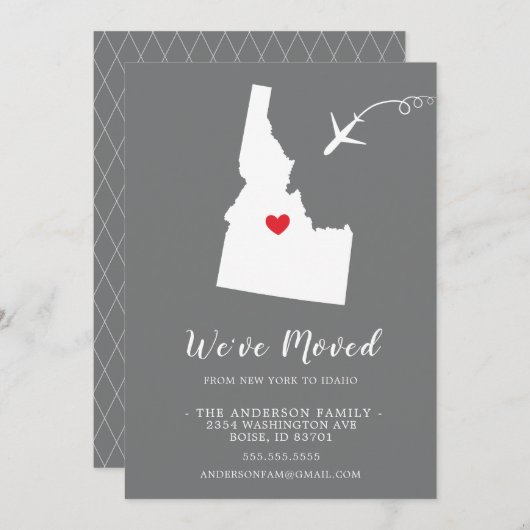 Verplaatsende aankondiging | Staat IDAHO (Voorkant / Achterkant)