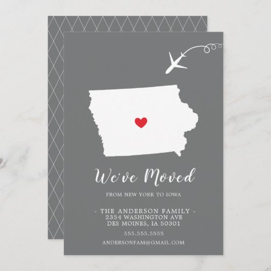 Verplaatsende aankondiging | Staat IOWA (Voorkant / Achterkant)