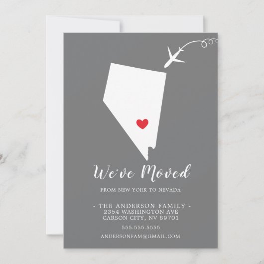 Verplaatsende aankondiging | Staat NEVADA (Voorkant)