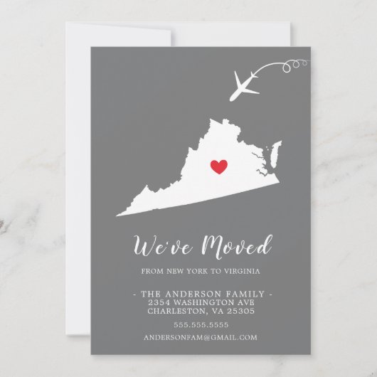 Verplaatsende aankondiging | Staat VIRGINIA (Voorkant)