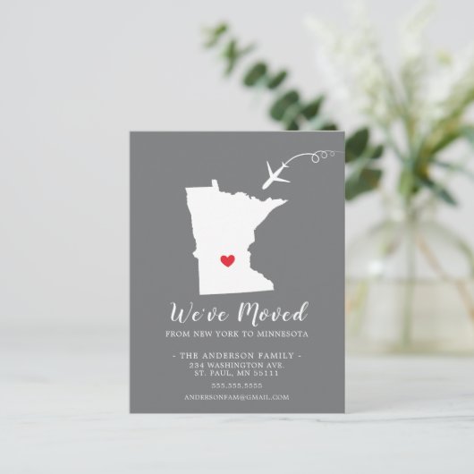 Verplaatsende aankondigingsstaat MINNESOTA Post Ca Briefkaart (Staand voorkant)